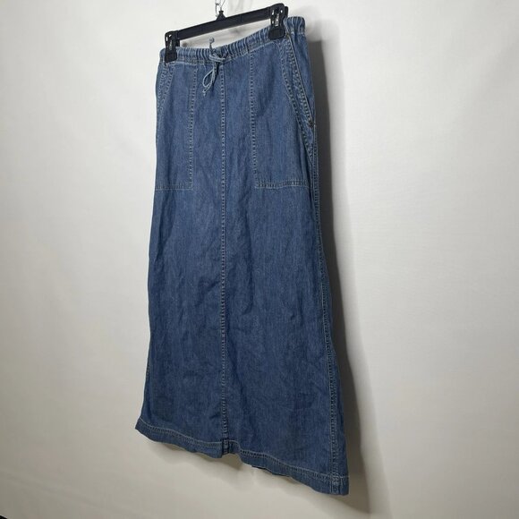 Vintage 80s/90s Liz Claiborne Maxi Cargo Skirt Size 4 PETITE Blue Denim Lizwear - Picture 5 of 6
